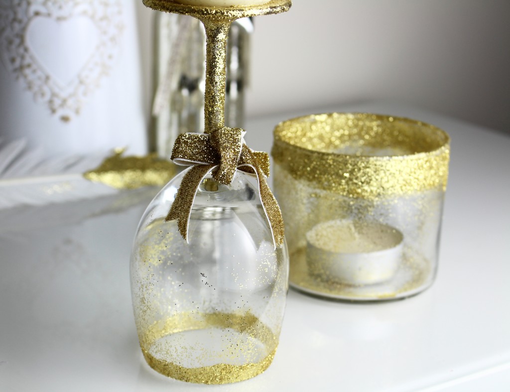 DIY candle bougeoir paillettes glitters 