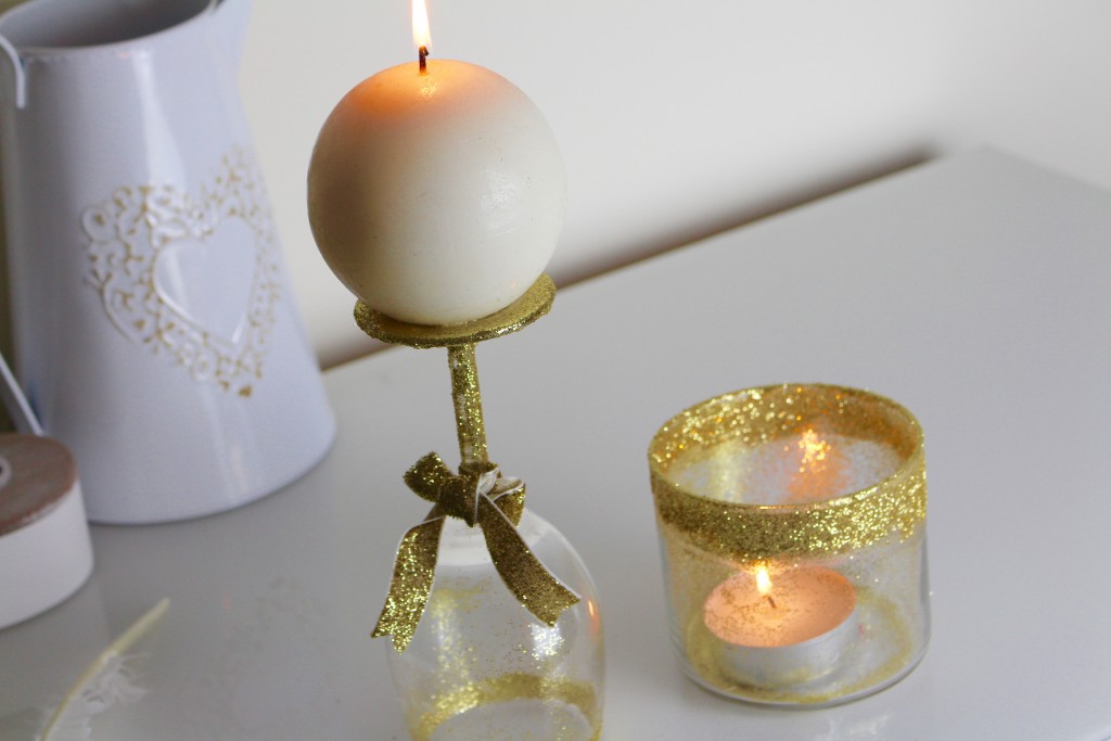 DIY candle bougeoir paillettes glitters 